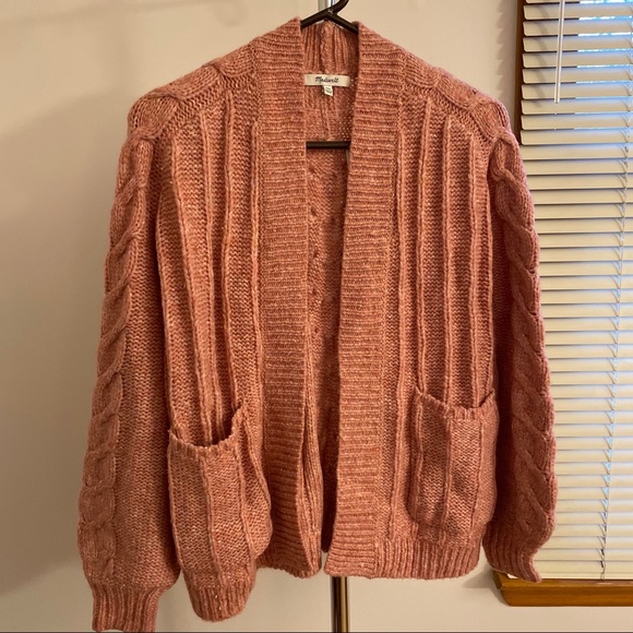 Madewell Bubble-Sleeve Cableknit Cardigan Sweater - Picture 5 of 7